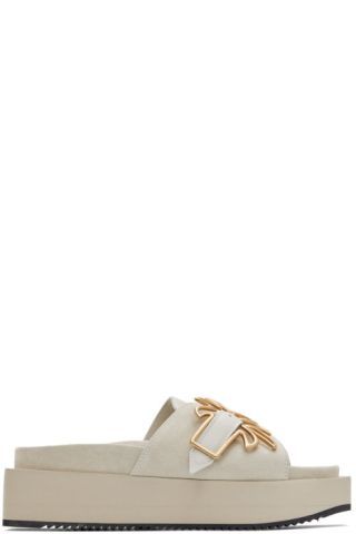 Beige Buckle Platform Sandals | SSENSE