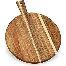 Acacia Wood Round Cutting Board and Chopping Board with Handle for Meat, Cheese Board, Vegetables... | Amazon (US)