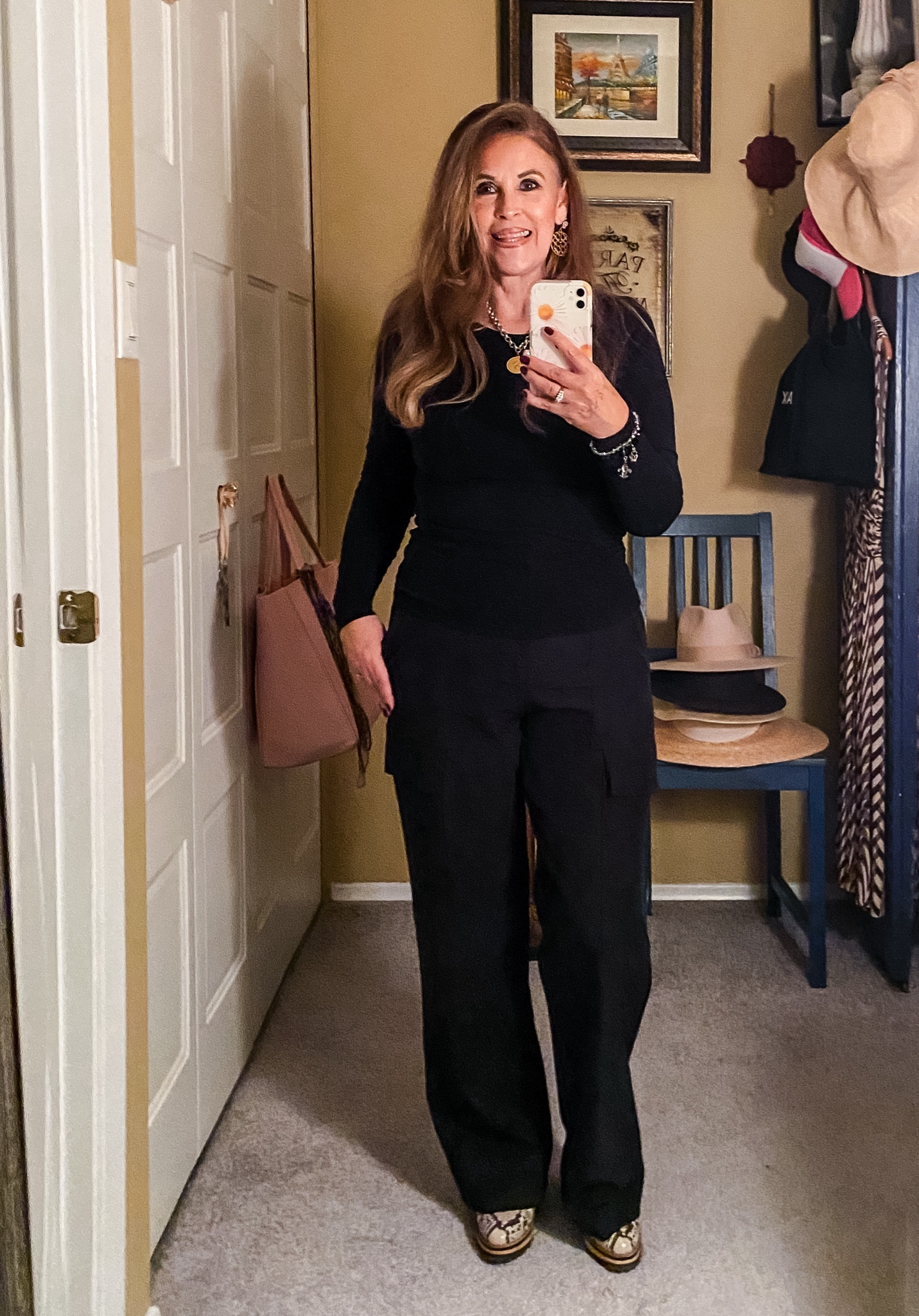 Cargo Dress Pants…perfect for many types of events! Dress these up or down! My cargos are from Forever 21 but Dynamite has the same style. Super comfortable pants!🖤

#LTKover40 #LTKHoliday #LTKstyletip