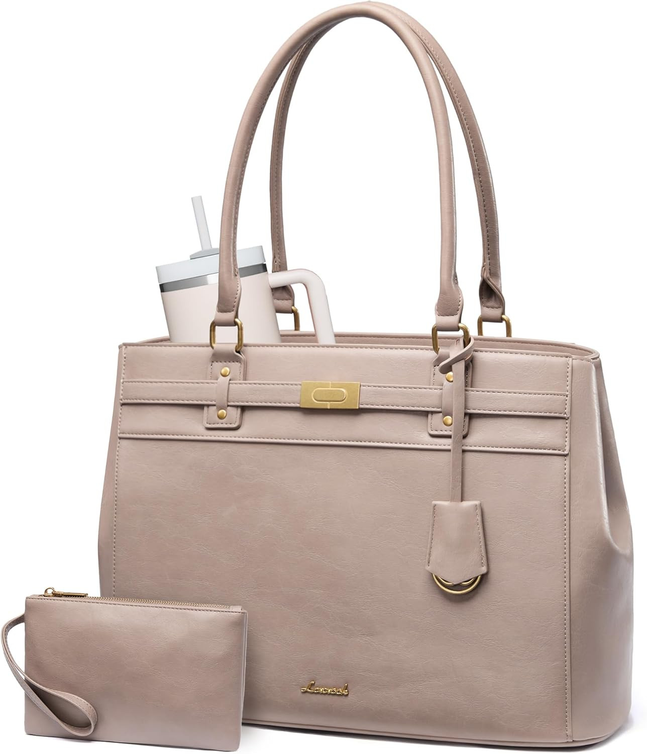 LOVEVOOK Laptop Tote Bag for Women, 15.6 Inch Waterproof Leather Work Computer Bag, Large Business Office Briefcase Shoulder Handbag Purse Gifts for Women | Amazon (US)