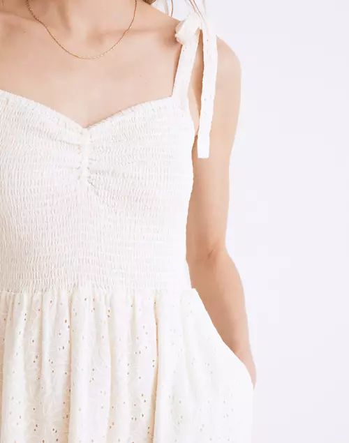 Eyelet Lucie Tie-Strap Tiered Midi Dress | Madewell