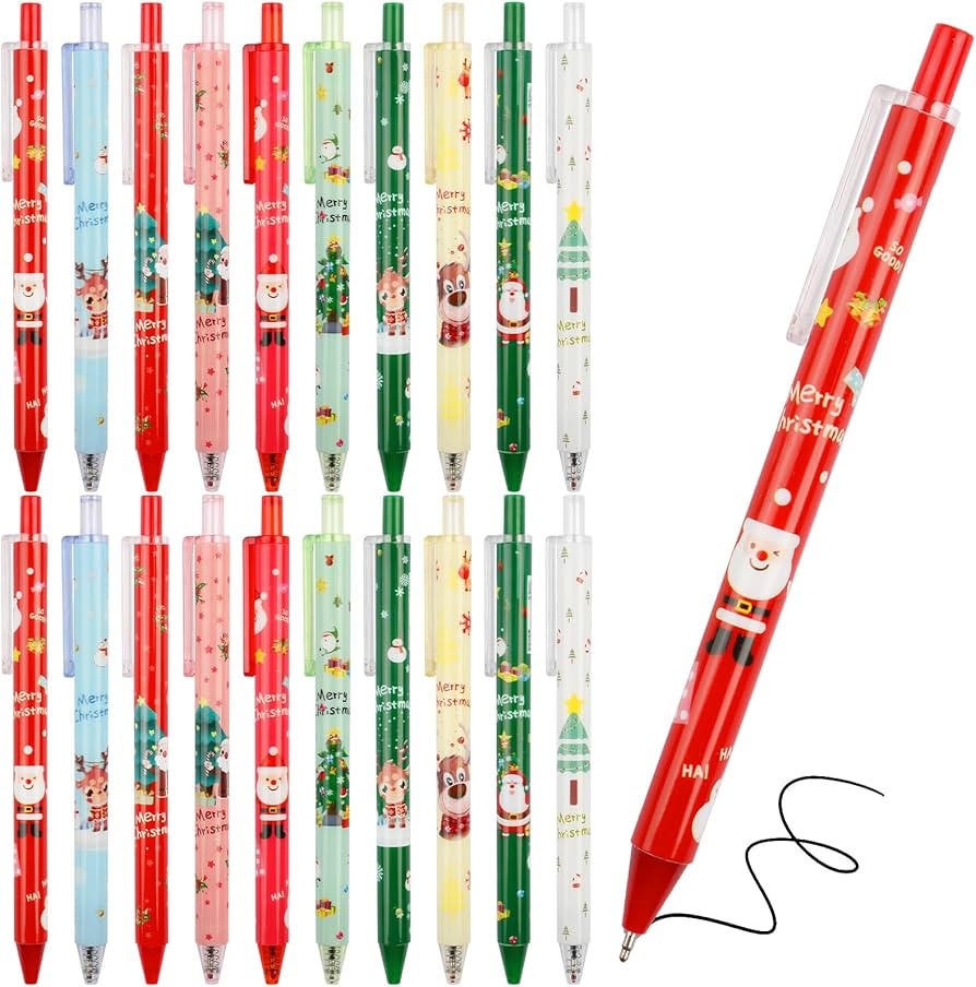 CCINEE 30 Pcs Christmas Gel Pen Cute Retractable Printing Pens Xmas Ballpoint Pen Santa Claus Elk... | Amazon (US)