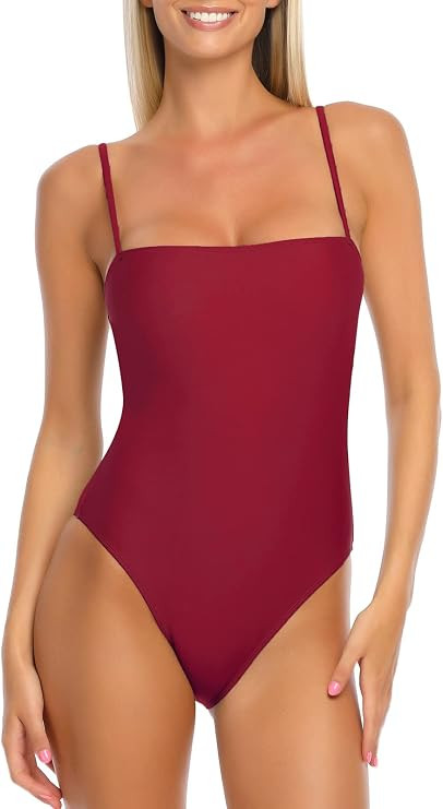 RELLECIGA Women's High Cut Bandeau One Piece Swimsuits with Adjustable Shoulder Straps | Amazon (US)