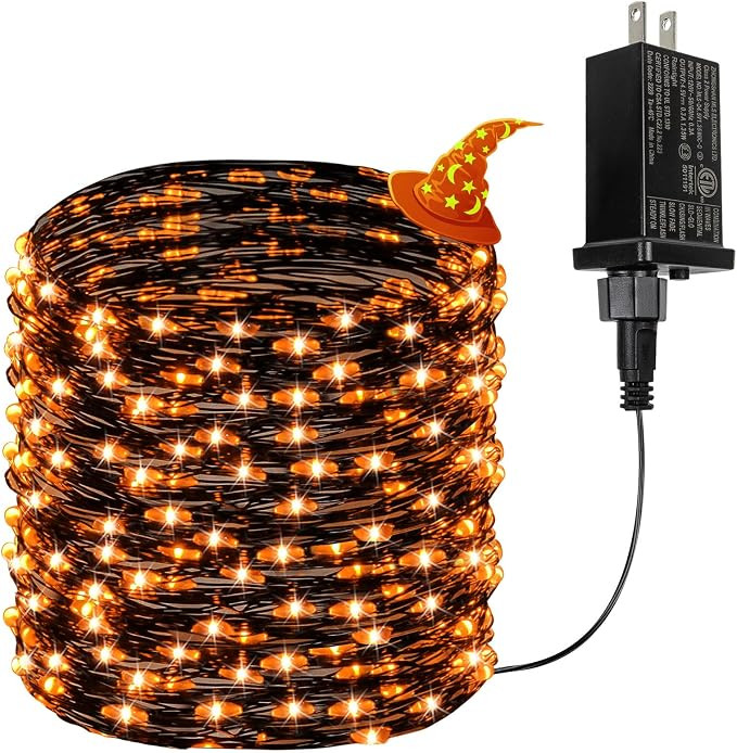 66Ft 200 LED Halloween Fairy Lights Plug in, 8 Modes String Lights with Timer for Outdoor & Indoo... | Amazon (US)