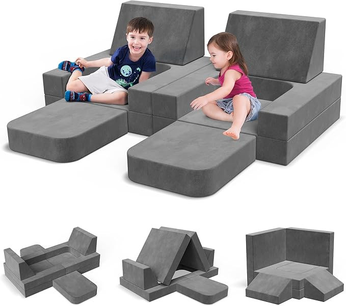 Modular Kids Play Couch Convertible - Toddler & Child Sofa DIY Creativing Play Couch for Playroom... | Amazon (US)