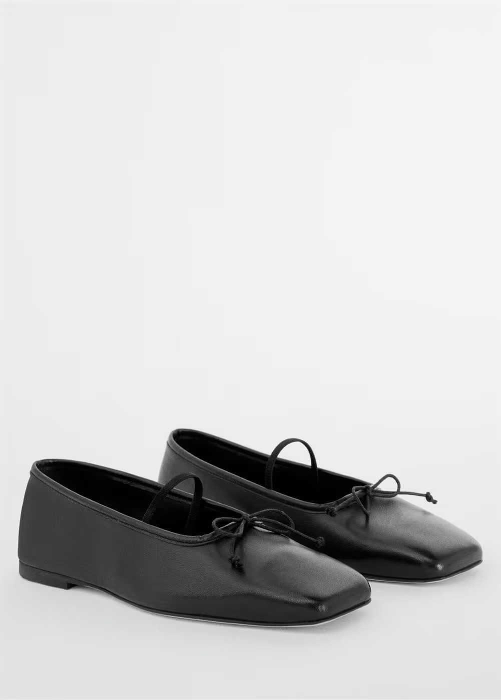 Square toe leather ballerina | MANGO (US)