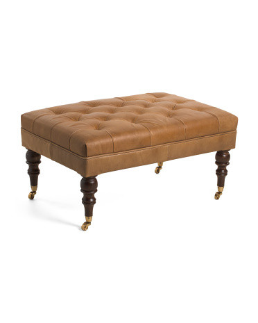 35x24x18 Leather Ottoman With Castor Legs | Marshalls