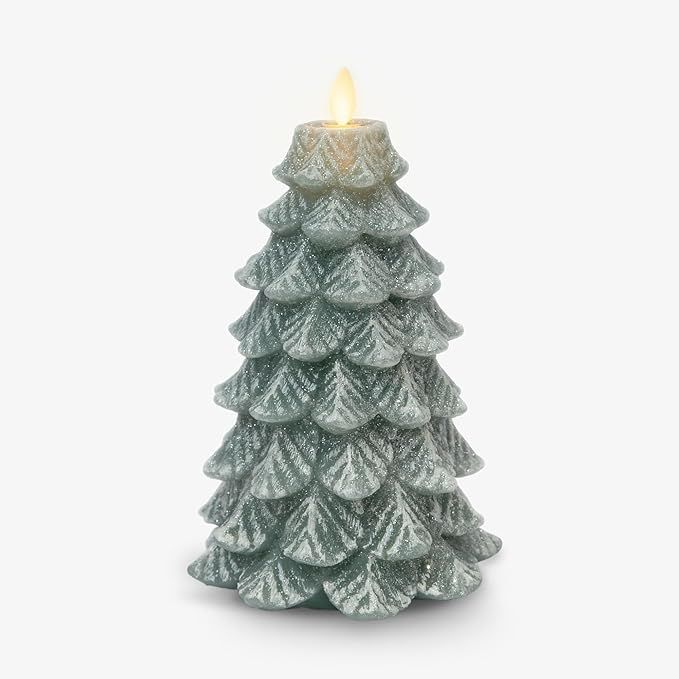 Luminara Christmas Tree Flameless Candle Glitter and Snow Finish (5.35" x 8.5") Moving Flame Effe... | Amazon (US)