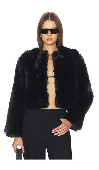 BLANKNYC Crop Faux Fur Coat in Black. - size XS | Revolve Clothing (Global)