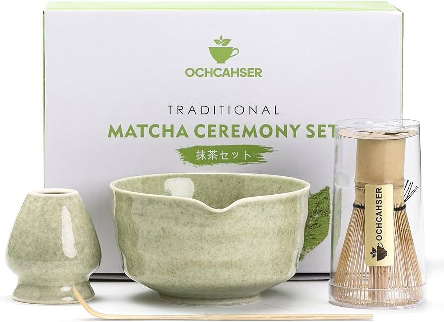 Matcha Set, Japanese Tea Set Includes Matcha Bowl with Spout, Matcha Whisk Holder, Bamboo Matcha ... | Amazon (US)
