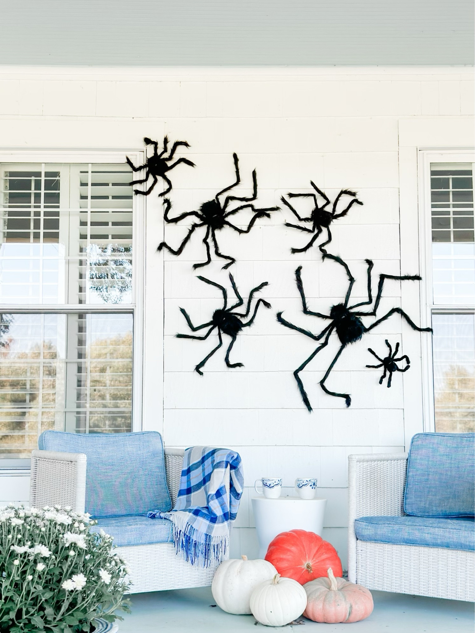 Front porch, Halloween decor, fall decor, outdoor living, outdoor chair, perennials fabrics, spiders for Halloween, spooky decor for Halloween, Halloween for kids. Love these Amazon spiders! 

#LTKhome #LTKSeasonal #LTKHalloween