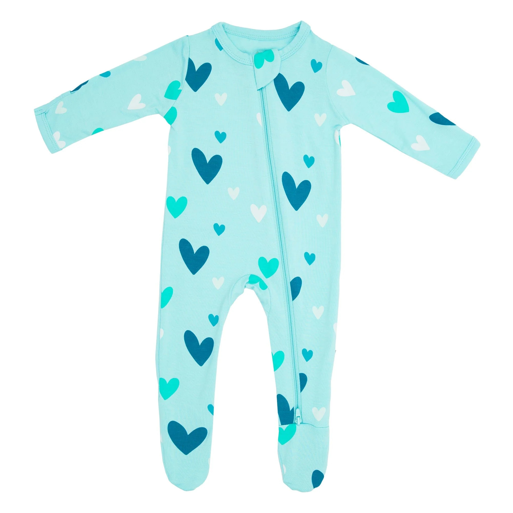 Zippered Footie in Robin Hearts | Kyte BABY