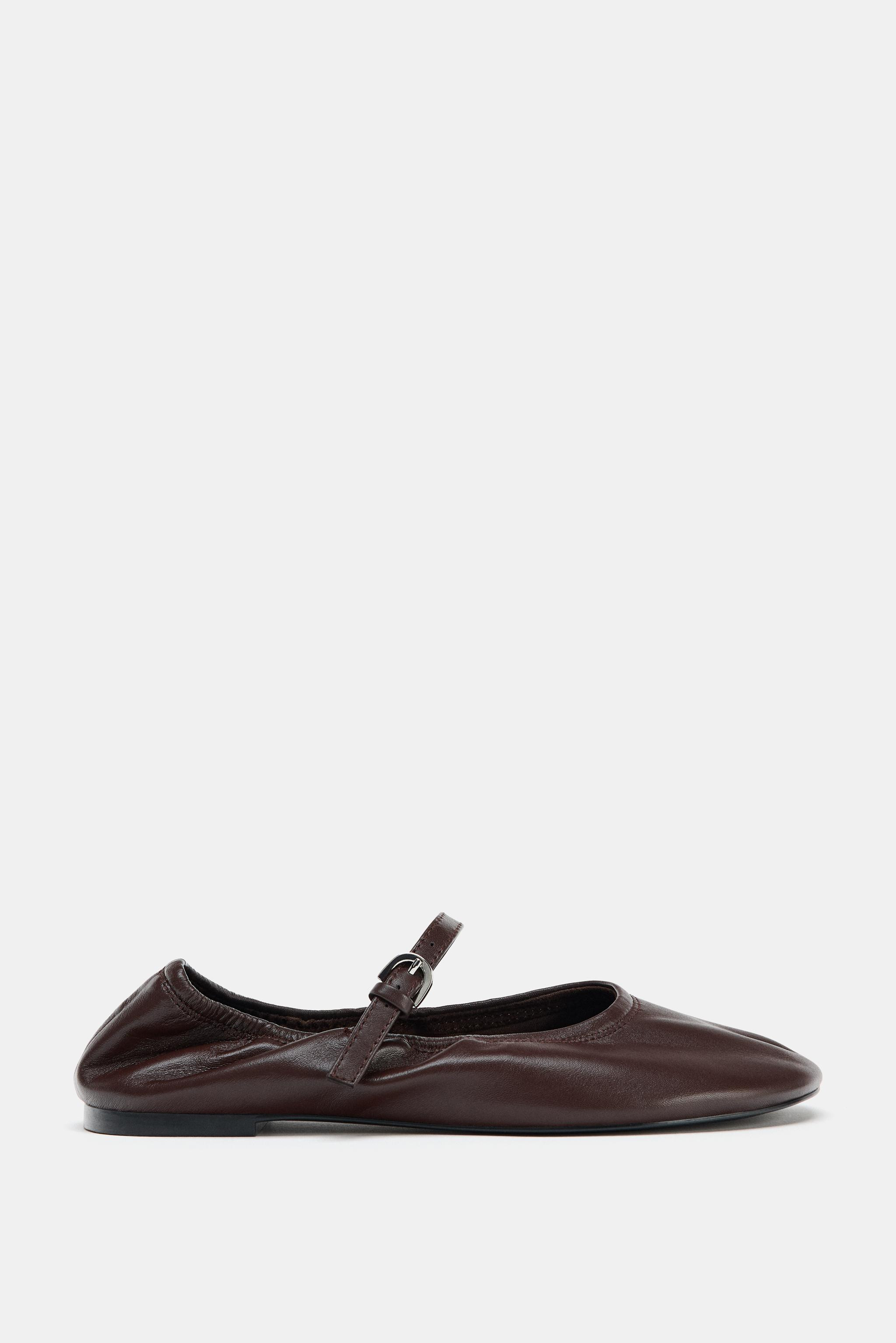 SOFT LEATHER BALLET FLATS | Zara UK