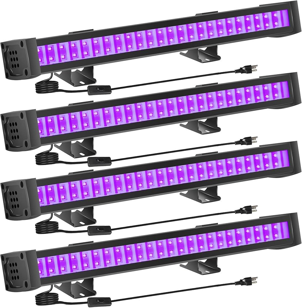4 Pack LED Black Light Bar, Blacklight Bar with IP65 Waterproof BlackLights, Glow in The Dark Par... | Amazon (US)