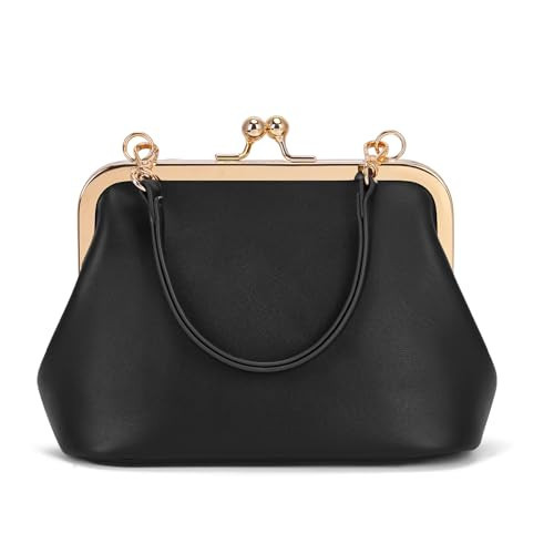 CATSEA Mini Women's Kiss Lock Crossbody Bag PU Small Top Hand Handbags Kiss Clasp Crossbody Purses Evening Clutch | Amazon (US)