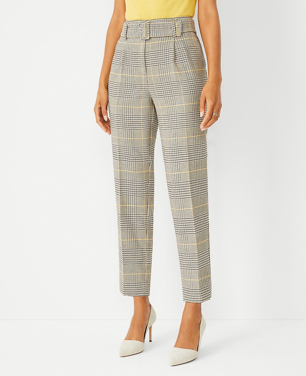 The Belted High Waist Taper Pant in Glen Check | Ann Taylor (US)