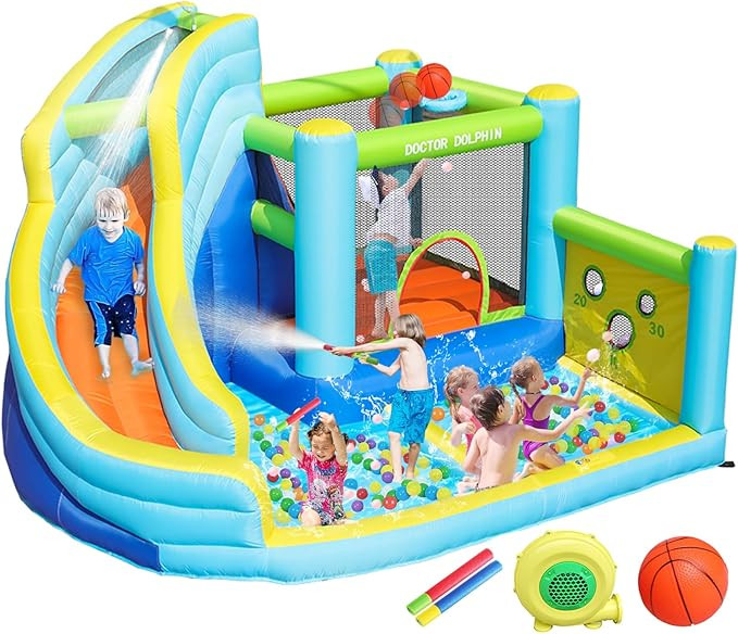 Doctor Dolphin Inflatable Water Slide, Water Bounce House for Kids, Waterslide Bounce House for B... | Amazon (US)