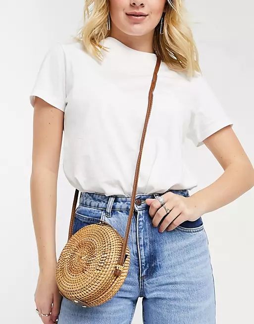 ASOS DESIGN Emma circular rattan cross body bag | ASOS (Global)