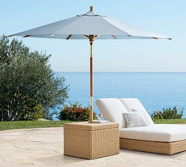 Kostas Wicker Umbrella Stand Side Table with Storage (20") | Pottery Barn (US)