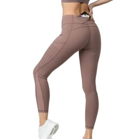 Women's High Waist Mesh Moto Pockets Compression Active Leggings, Mauve, Large | Walmart (US)