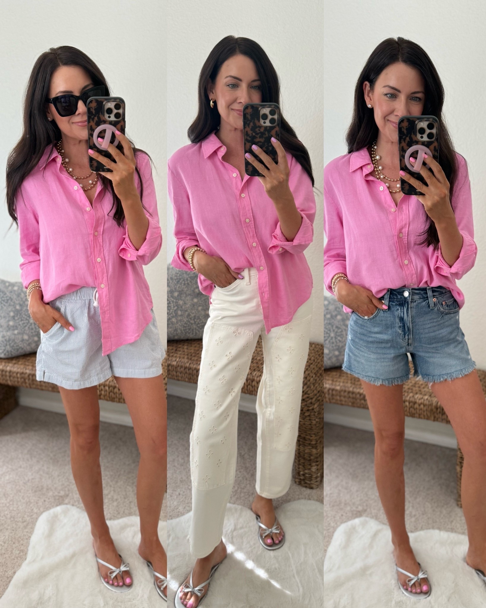 🚨SALE ALERT!! 60% off --Linen blouse styled 3 ways for spring!
Small blouse
Eyelet jeans-run tts, wearing 2 regular
Striped shorts-medium
Denim shorts-run tts


#LTKSeasonal #LTKootd #LTKSaleAlert