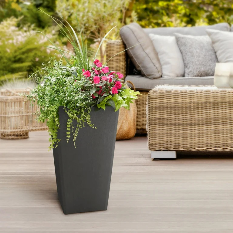 24 Inch Avondale Self-Watering Indoor Outdoor Planter Slate | Walmart (US)