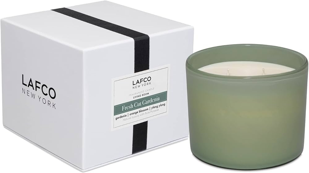 LAFCO New York 3-Wick Candle, Fresh Cut Gardenia - 30 oz - 120-Hour Burn Time - Reusable, Hand Bl... | Amazon (US)