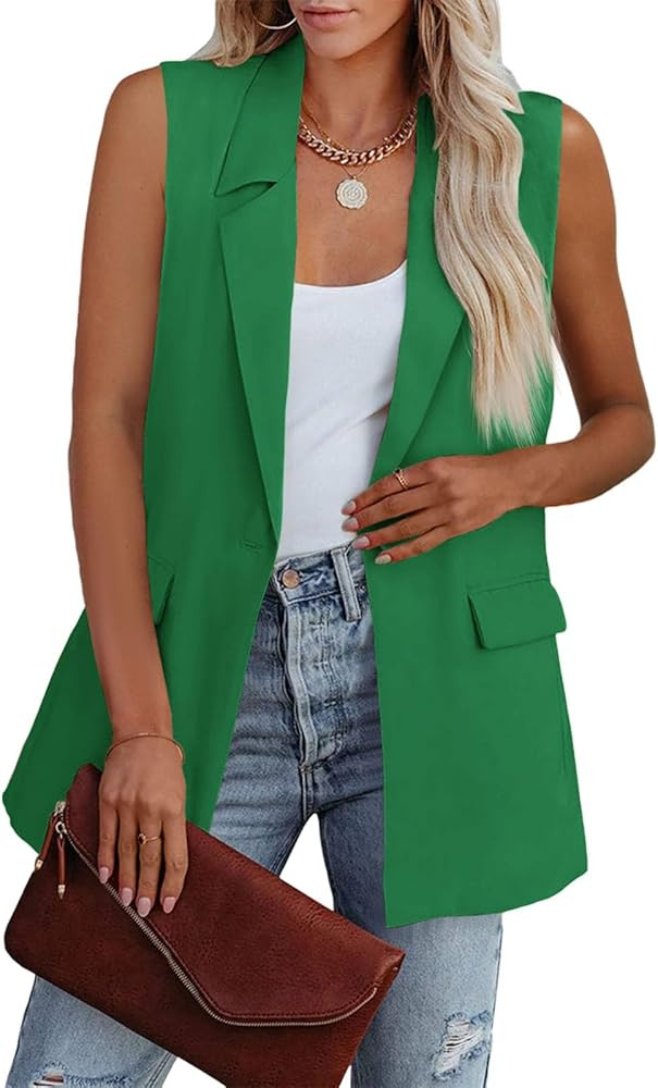 Cicy Bell Women's Sleeveless Blazer Vest Casual Open Front Single Button Summer Jacket with Pocke... | Amazon (US)
