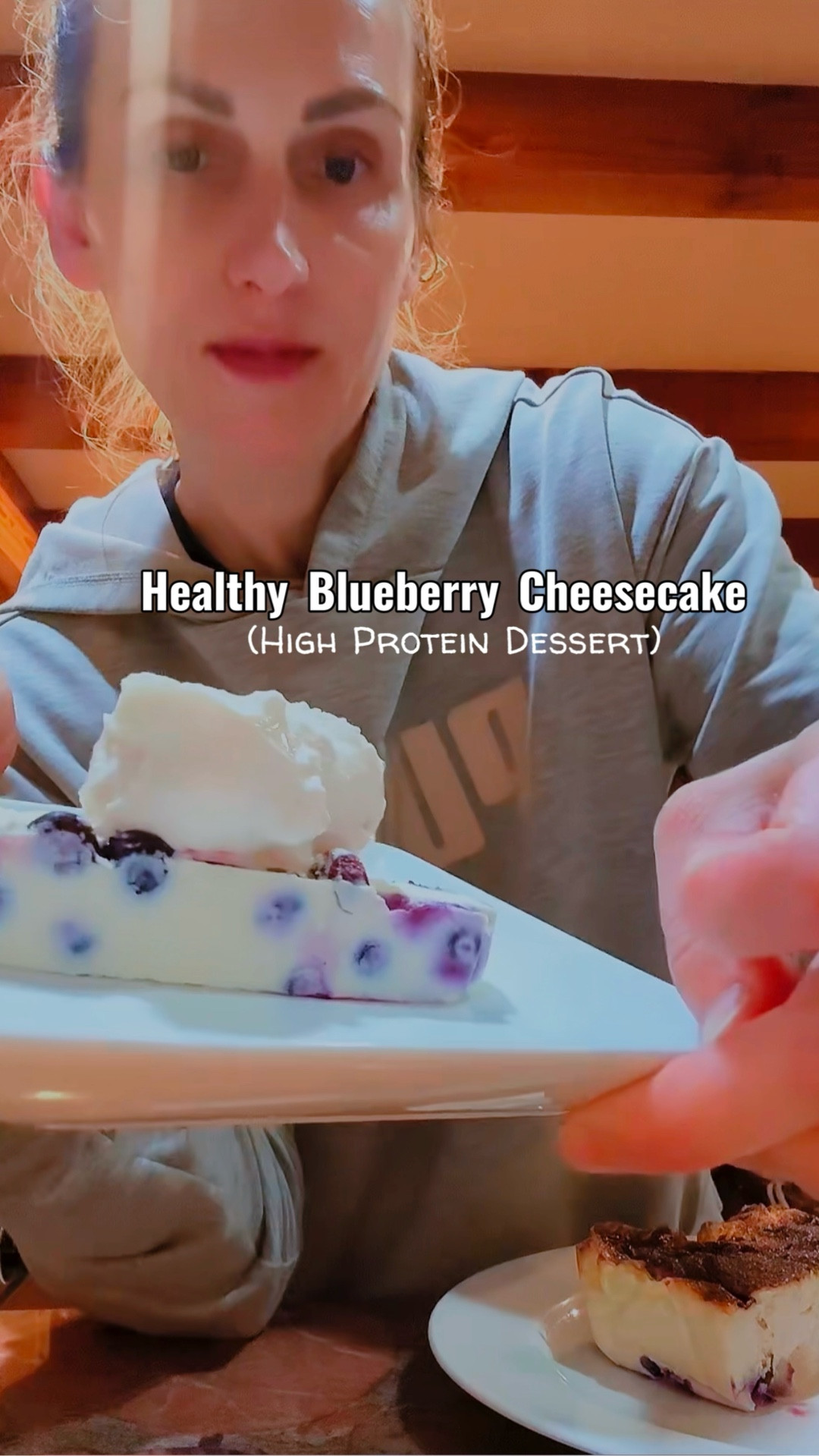 A simple high-protein blueberry cheesecake made in the blender and baked in the air fryer. Creamy, light, and packed with protein.

Ingredients
• 1 cup cottage cheese (225 g)
• ½ cup Greek yogurt (120 g)
• 1 scoop vanilla whey protein (≈30 g)
• 1 whole egg
• liquid egg whites (30 g)
• ½–1 tsp vanilla extract
• sweetener to taste
• ½–¾ cup blueberries (75–110 g)
• pinch of salt

Bake
Air fryer 275°F • ~35 minutes.
Cool and refrigerate before slicing.

#highproteinrecipe #healthycheesecake #highproteindessert #proteinrecipes #fitfood #healthyrecipes #airfryerrecipe

#LTKfitnessgoals #LTKfoodie #LTKmomlife