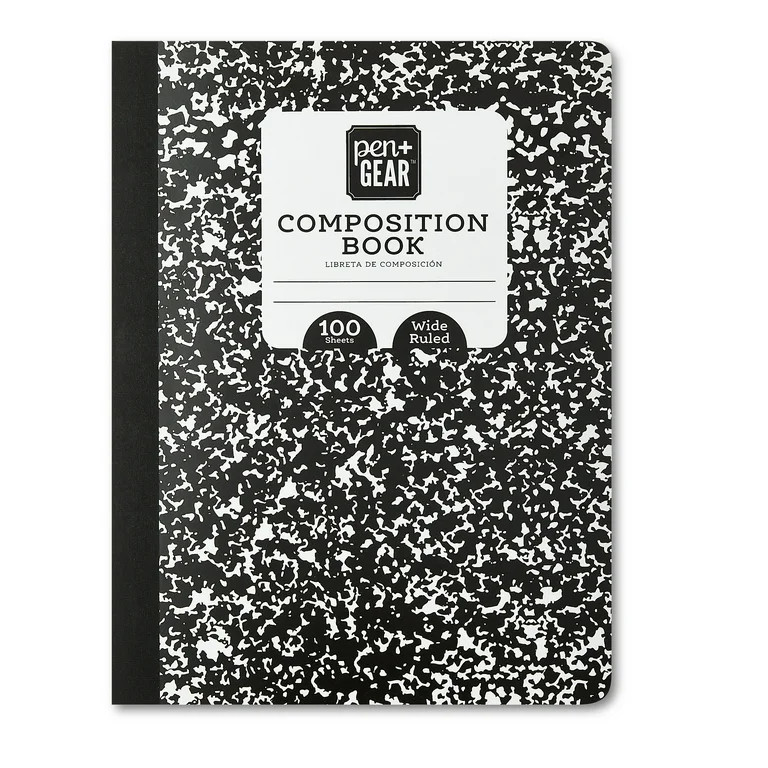 Pen + Gear Composition Book, Wide Ruled, 100 Pages, 9.75" x 7.5"x 0.25" | Walmart (US)