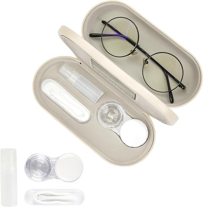 cauyuan Eyeglass Case,Double Sided Portable Contact Lens Case,2 in 1 Portable Contact Multifuncti... | Amazon (US)