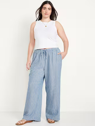 High-Waisted Linen-Blend Super Wide-Leg Pants | Old Navy (US)