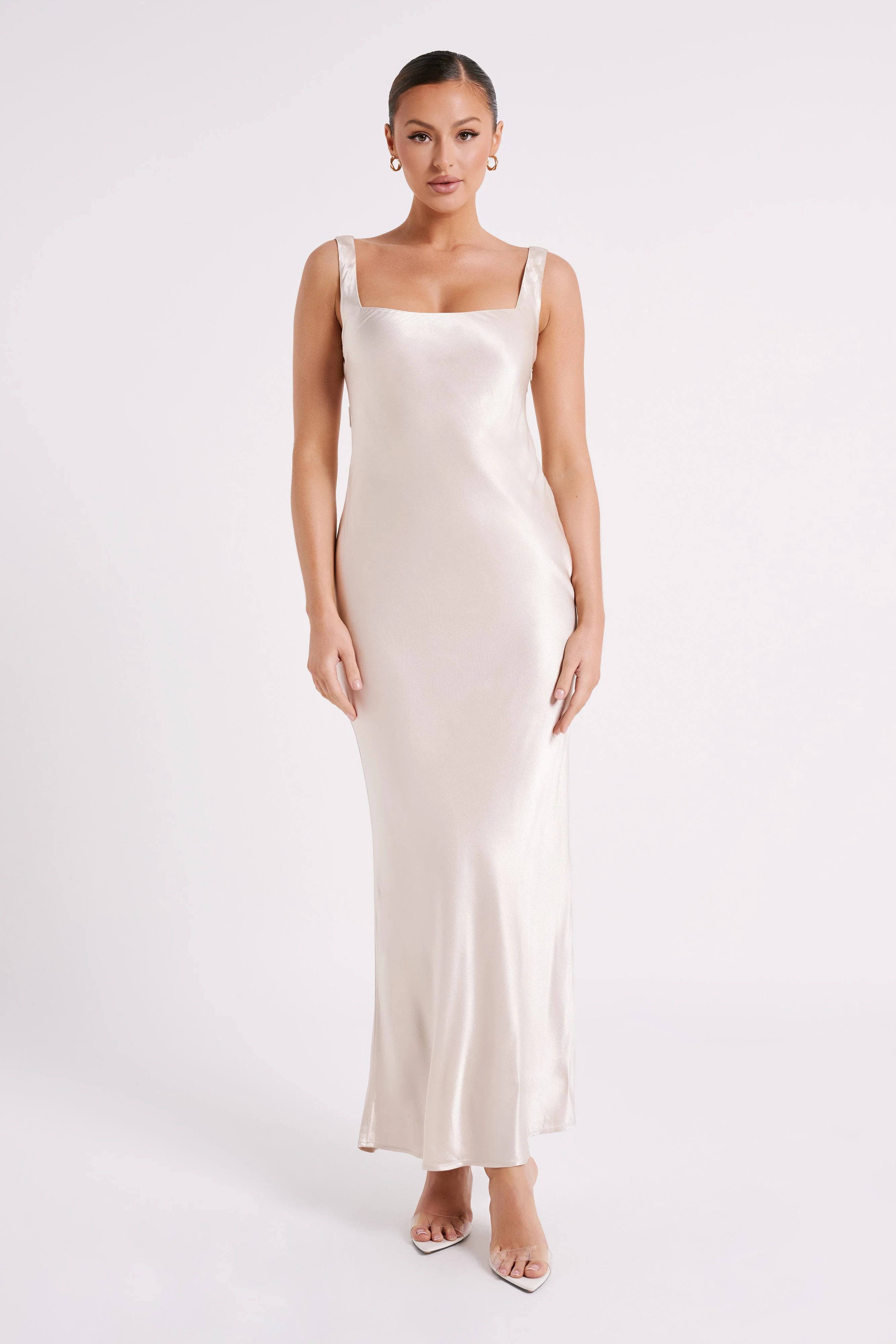 Ensley Satin Maxi Dress - Champagne | MESHKI US