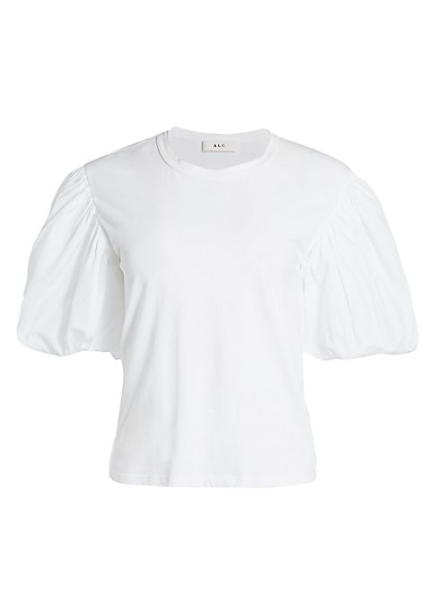 A.L.C. Women's Cassandra Puff-Sleeve Top - White - Size Medium | Saks Fifth Avenue