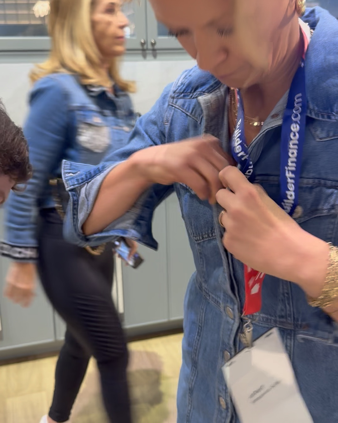 Levi jean dress. Sneakers that held me up for a 4 day conference, and anthro inspired socks dupe. Biz casual, while on the go fit! 

#LTKWorkwear #LTKOver40 #LTKTravel