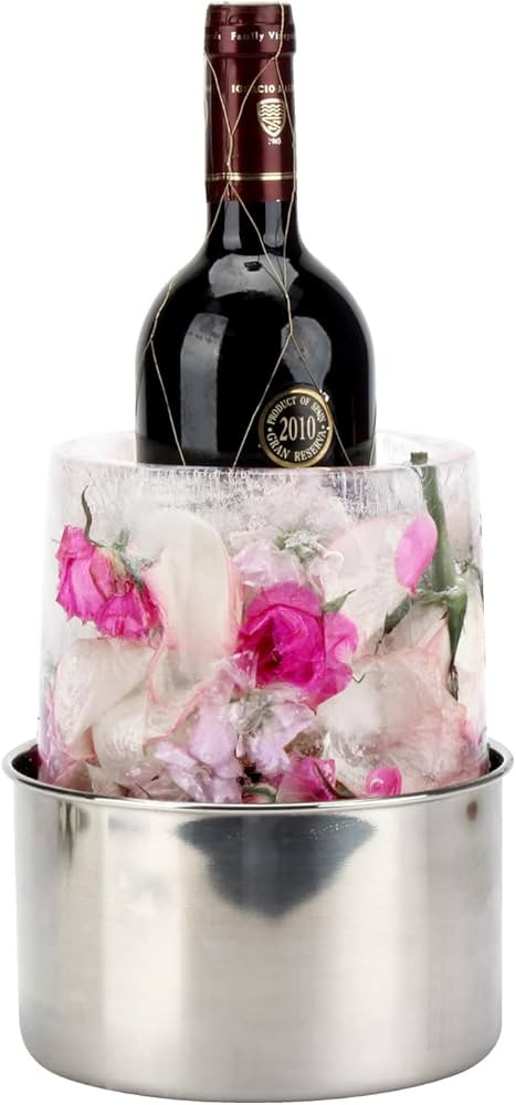 Ice Mold Wine Bottle Chiller Champagne Ice Bucket Mold, DIY Ice Mold with Flowers Fruits Theme De... | Amazon (US)
