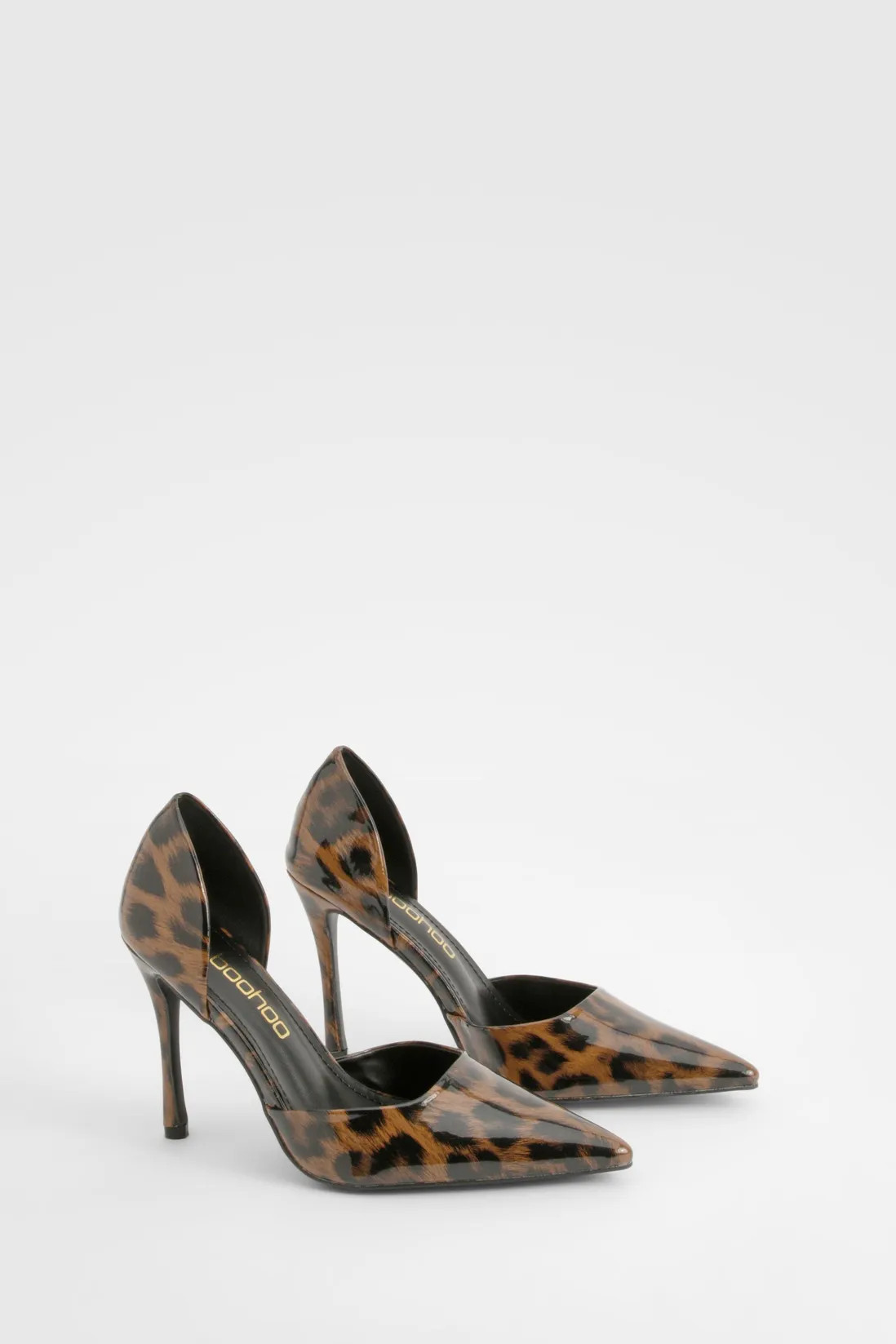 Leopard Patent Cut Out Court Shoes | boohoo (US & Canada)