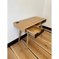 Wood Desk With Drawers, Small Office Solid Oak Modern Desk, Writing Work Table | Etsy (US)