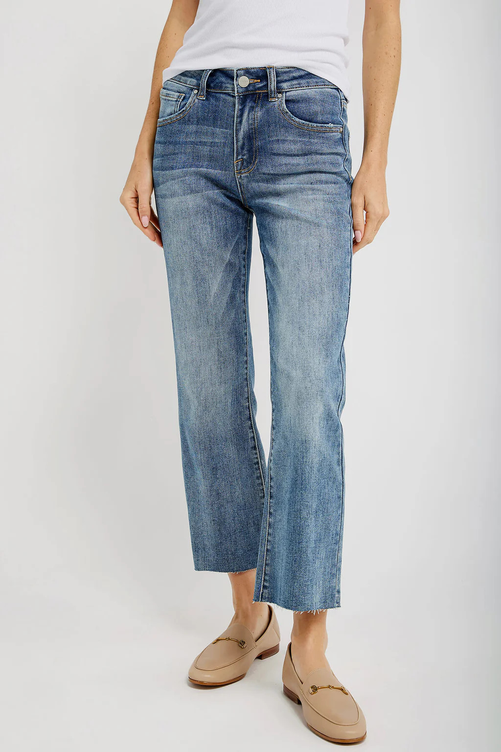 Risen Kick Flare Raw Hem Jeans | Social Threads
