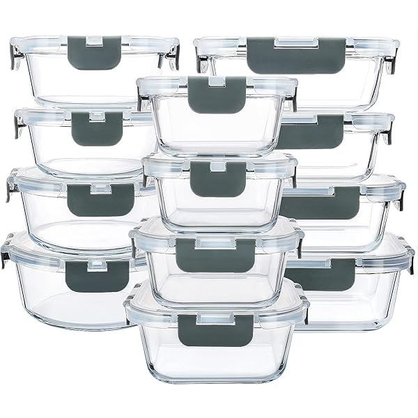 24-Piece Superior Glass Food Storage Containers Set - Newly Innovated Hinged BPA-free Locking lids - | Amazon (US)