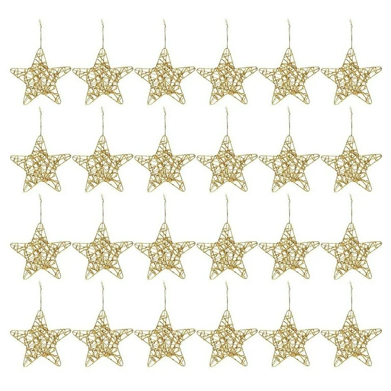 24 Pack Gold Star Ornaments for Christmas Tree, Bulk Holiday Decorations (6 Inches) | Walmart (US)