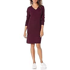 Amazon Essentials Women's Soft Ribbed Long-Sleeve V-Neck Knee Length Classic-Fit Sweater Dress | Amazon (US)