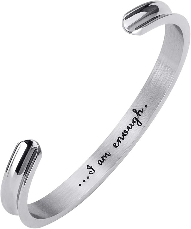 Cuff Bangle Bracelet You Are Braver than You Believe Stainless Steel Inspirational Jewelry | Amazon (US)