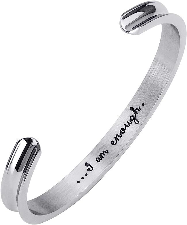 Cuff Bangle Bracelet You Are Braver than You Believe Stainless Steel Inspirational Jewelry | Amazon (US)