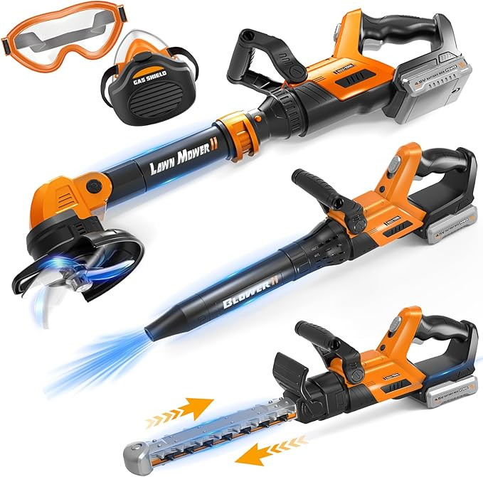 3-IN-1 Kids Garden Tools with Lights and Sounds, Weed Wacker Toy, Leaf Blower Toy, and Hedge Trim... | Amazon (US)
