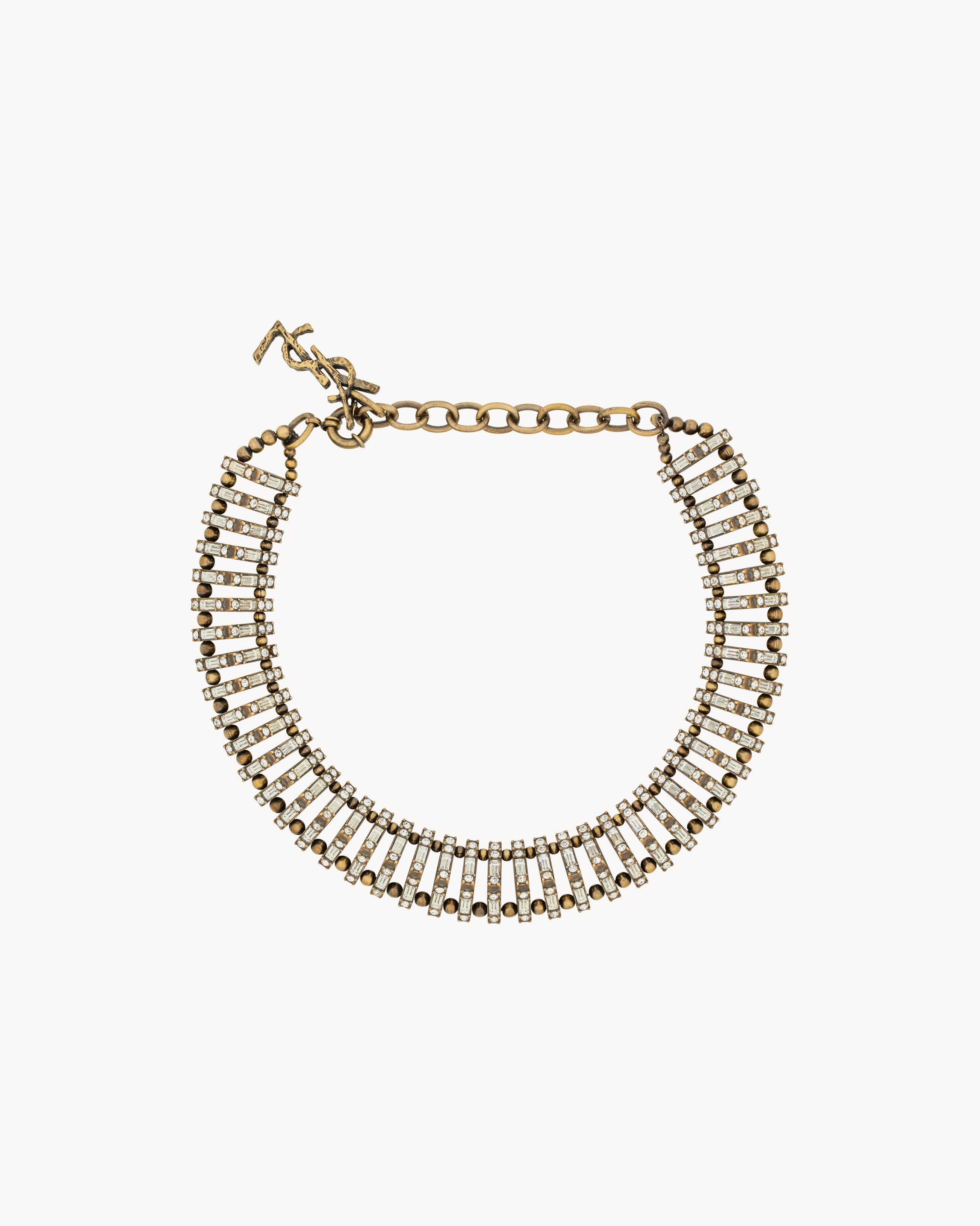 Collier pyramide en métal et cristal | Saint Laurent Inc. (Global)