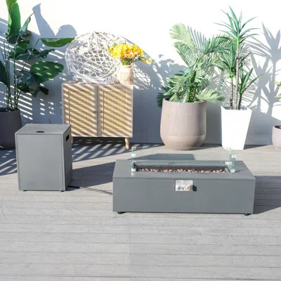 W42.1"*D19.8"*H11.8" Outdoor Patio Steel Fire Pit Table With Rain Cover | Wayfair North America