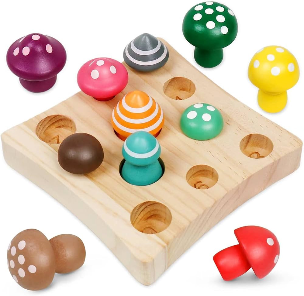 NAODONGLI Wooden Montessori Toys for Toddler,Educational Toys for 3 Year Old,STEM Toys Mushroom H... | Amazon (US)