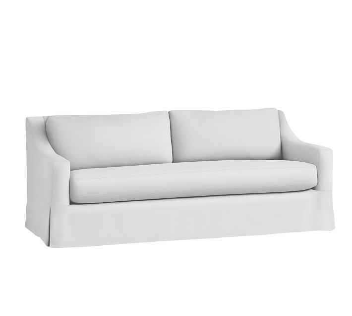 York Slope Arm Grand Sofa with Bench Cushion Slipcover, Twill White | Pottery Barn (US)