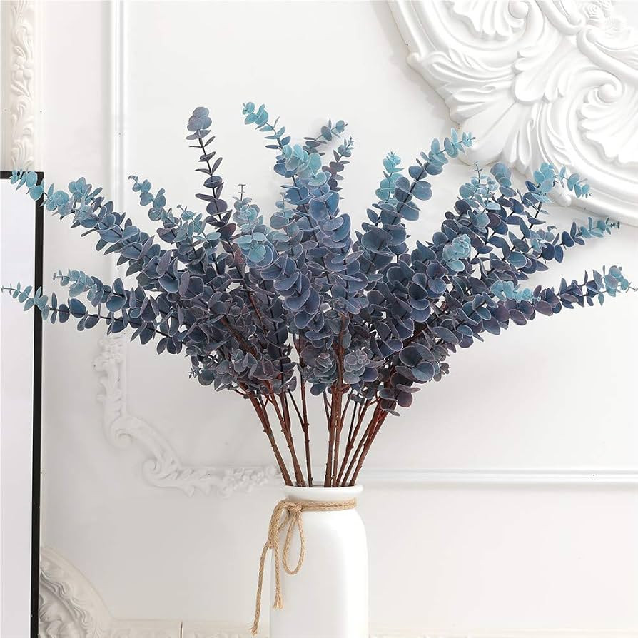 3 Pcs 31.5" Artificial Eucalyptus Leaves Spray for Vase Decor, Blue | Amazon (US)